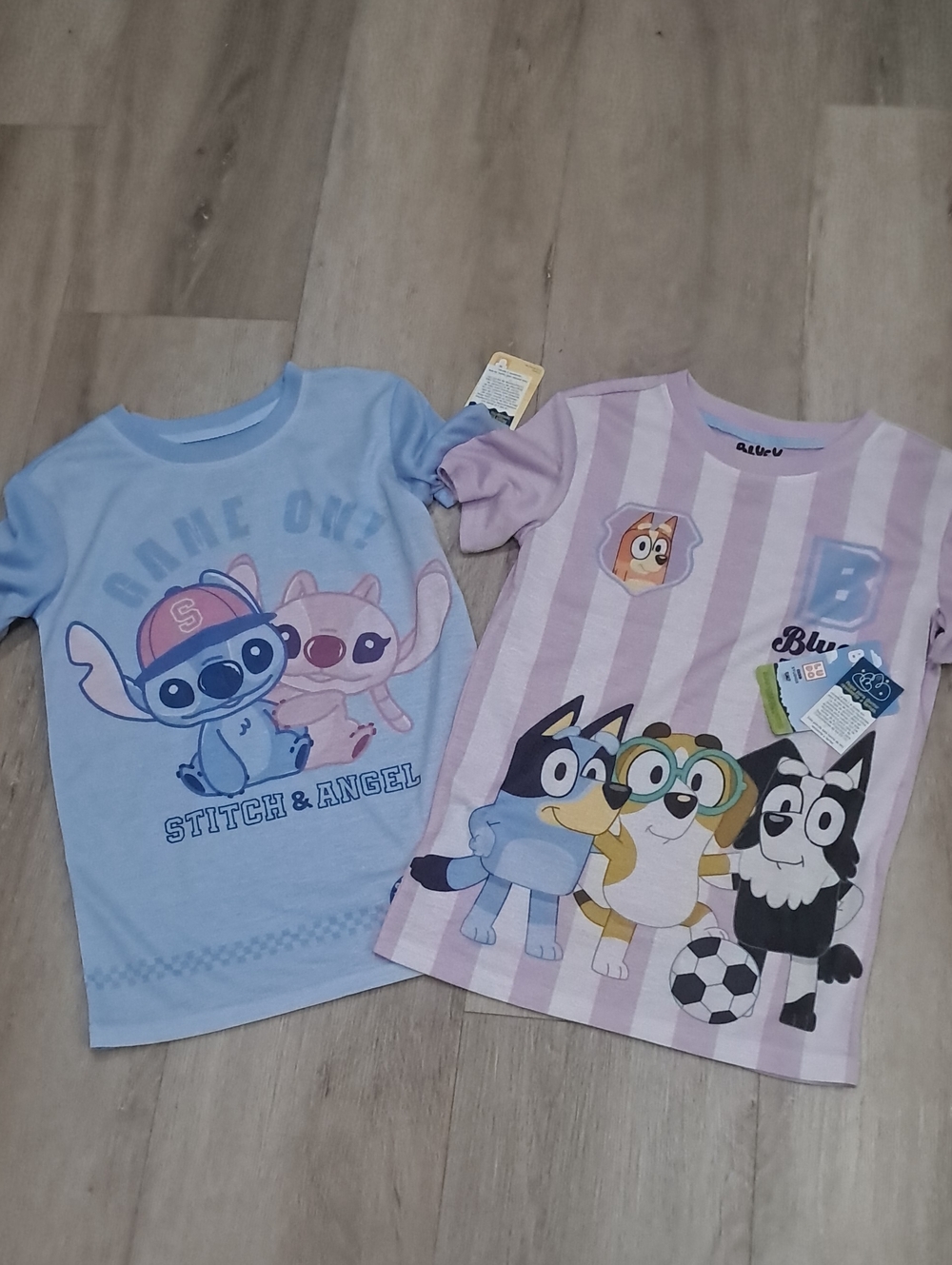 Blue Stitch & Angel Kids Tee - Light Blue